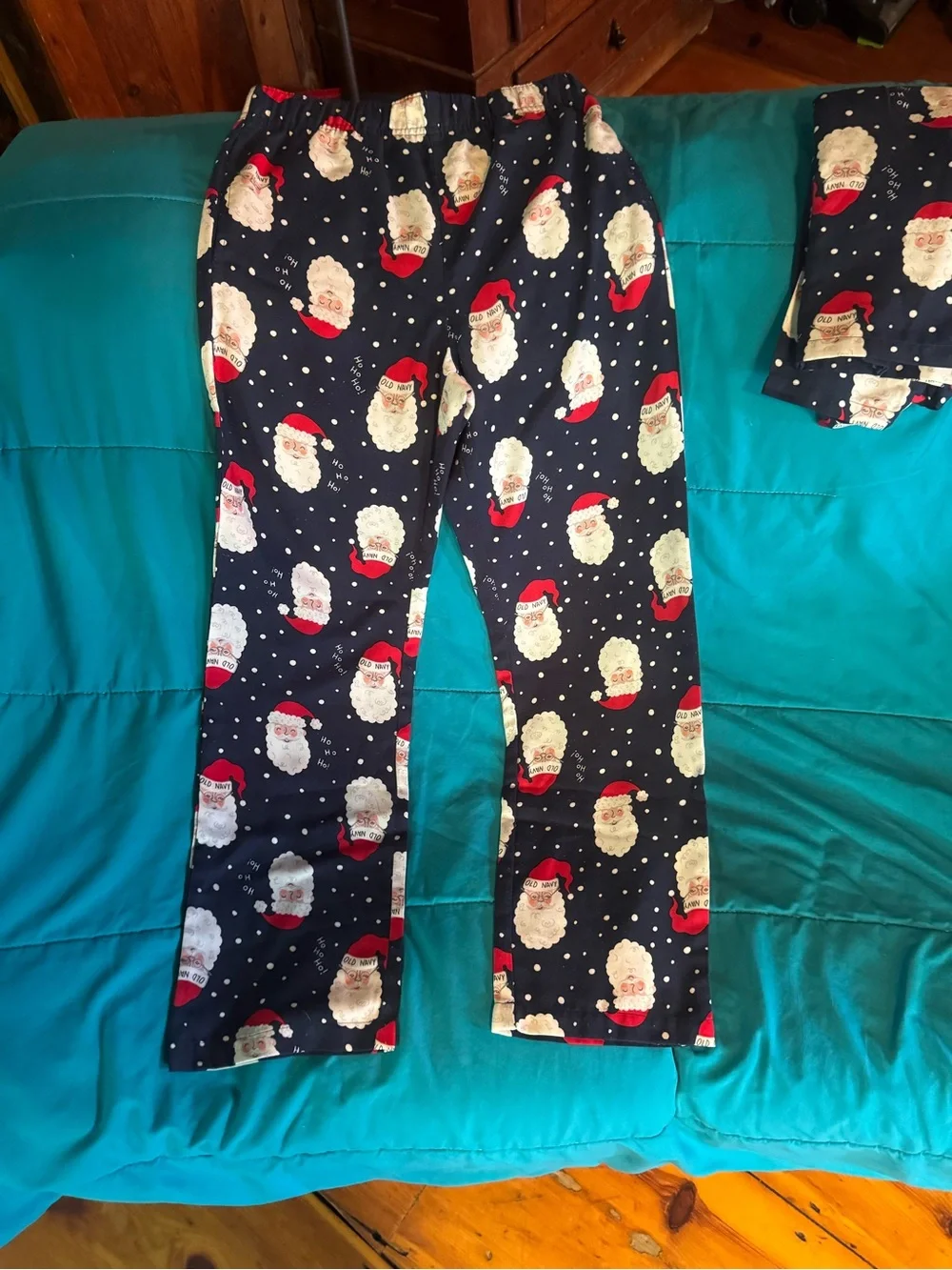 Old Navy Navy and Red Santa Print Kids Pajama Set